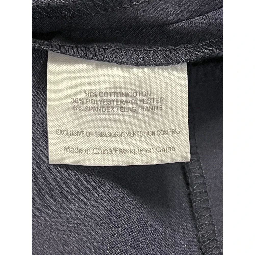 Tory Burch Trousers Pants‎ Women 2 Navy Blue Side Zip Gold Logo Stretch Preppy